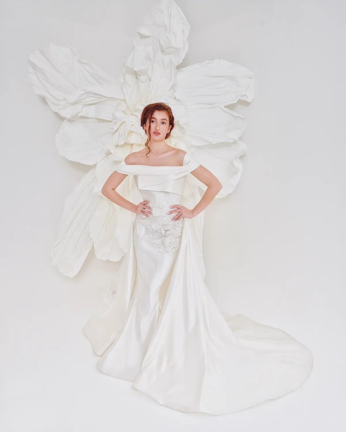WD6022 - Sculptural Off-Shoulder Mermaid Gown