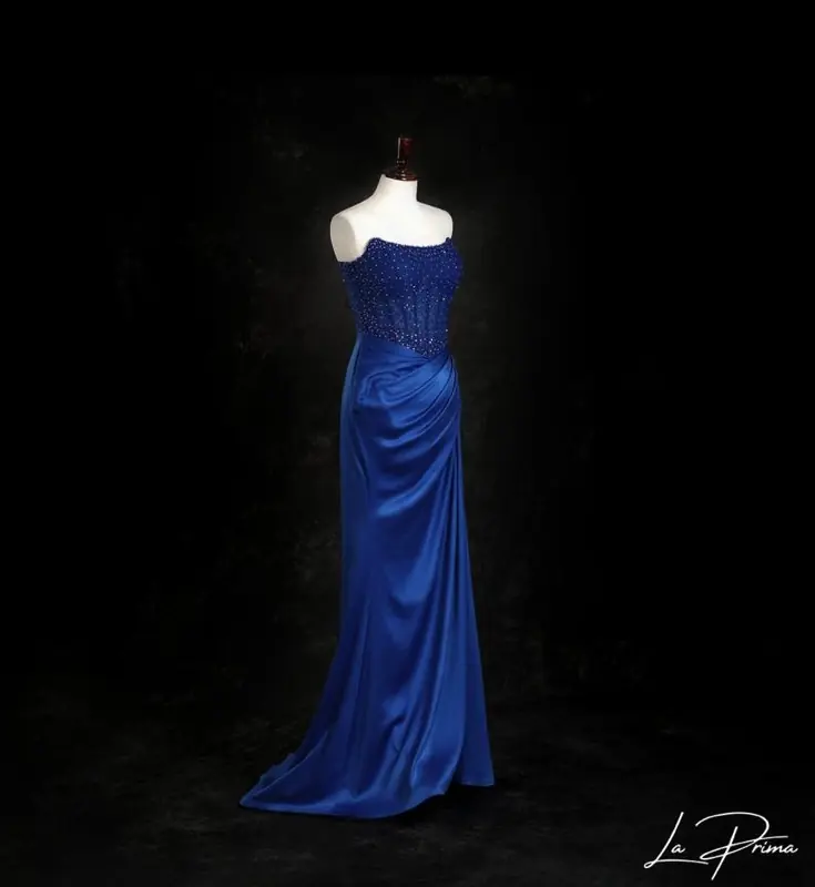 Royal Blue Embellished Evening Gown